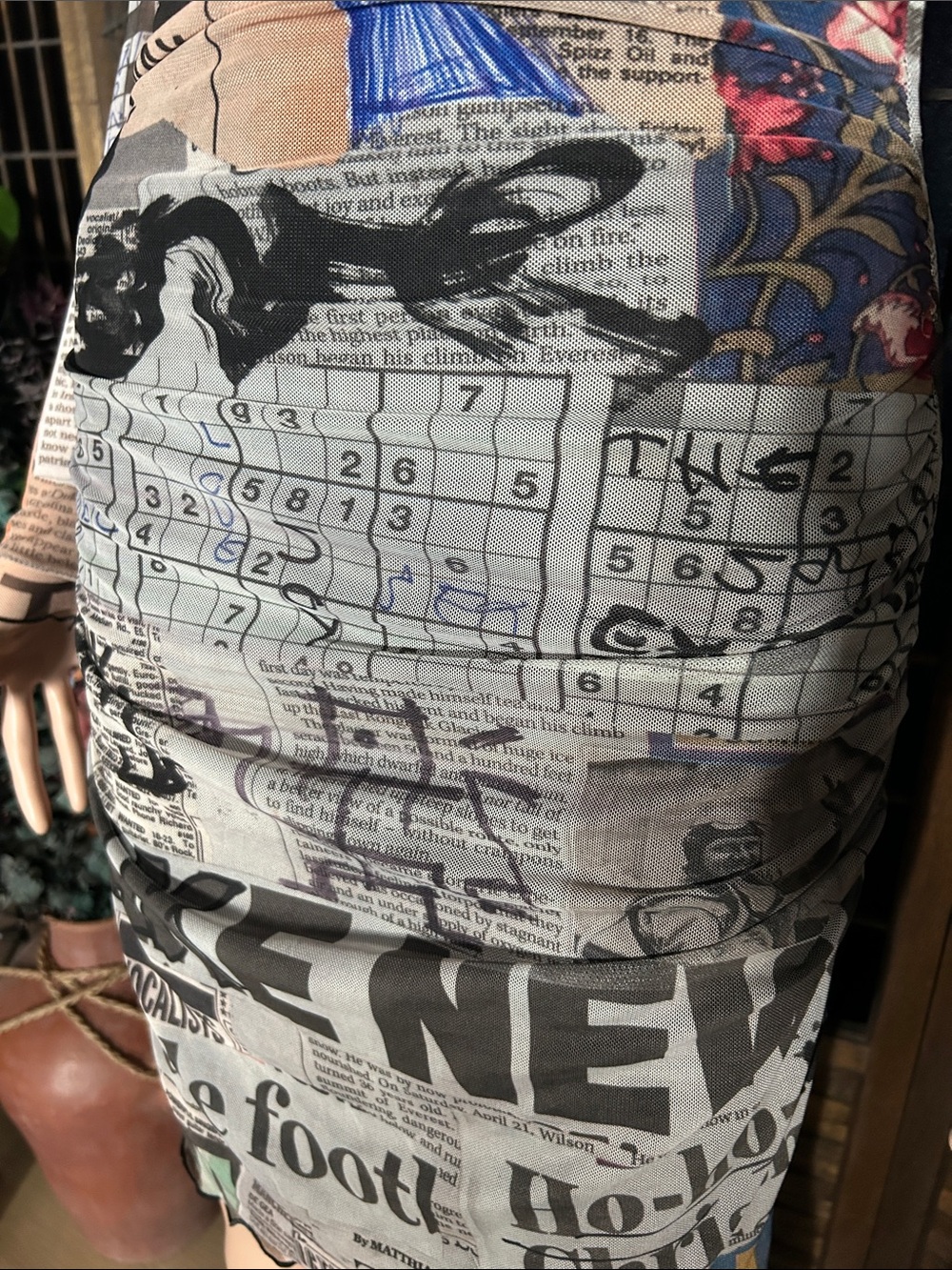 NWT DESIGUAL NEWS PRINT DRESS S - Picture 3 of 15